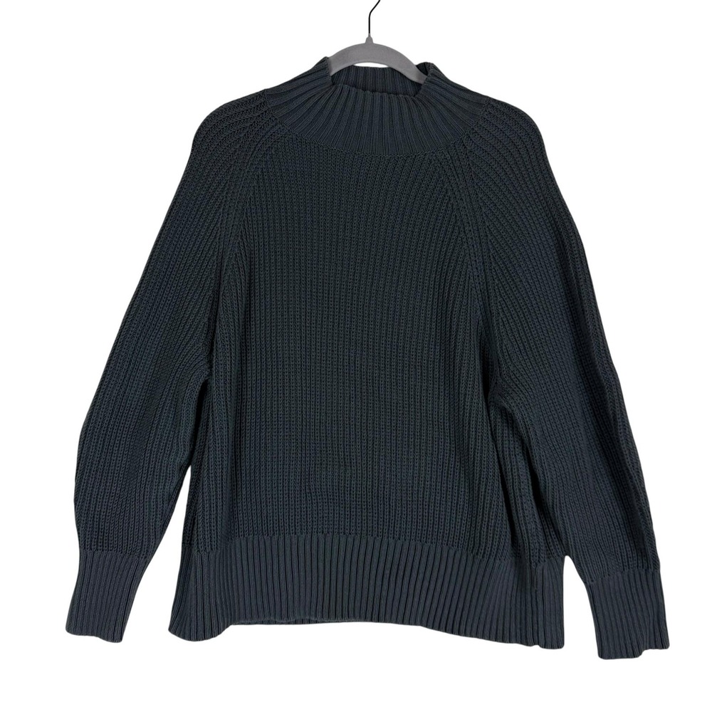 Ann Taylor Factory Sweater Womens XXL Gray Mock Neck Knit Long Sleeve Pullover